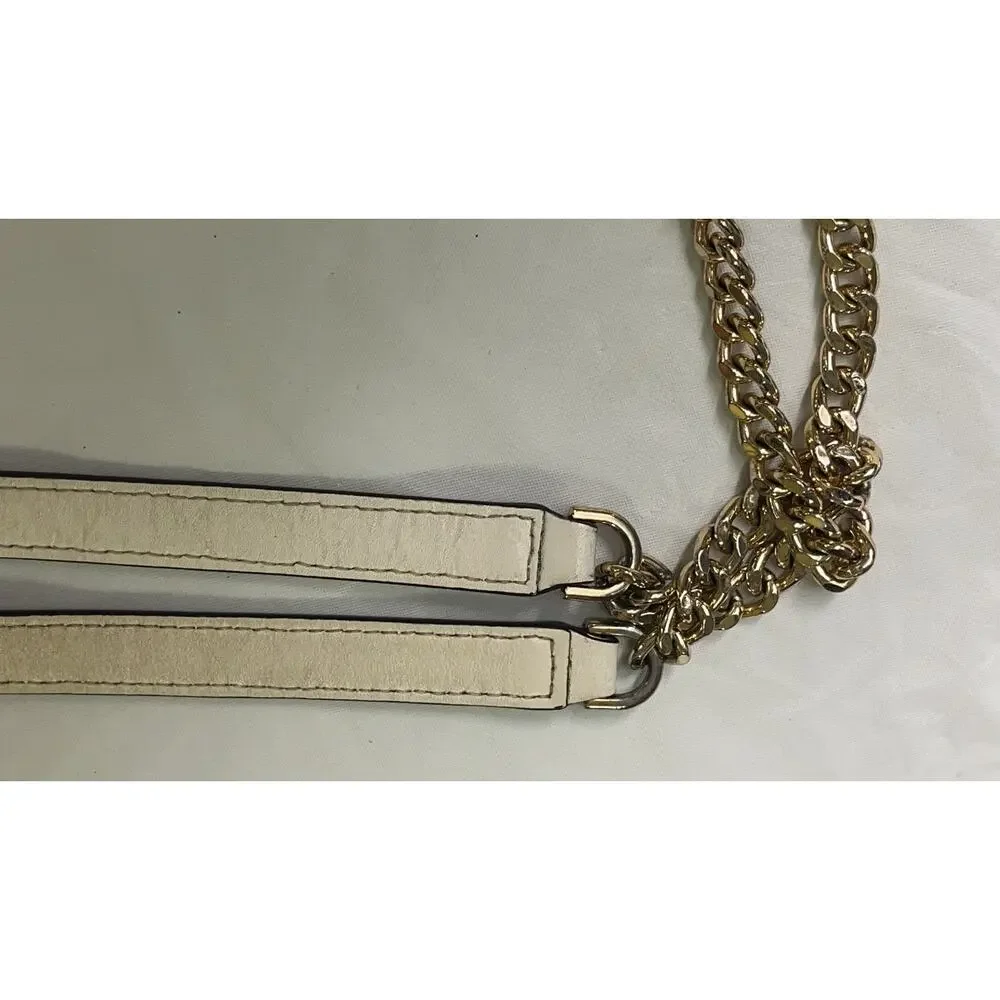 Michael Kors Cream Jade Leather Shoulder Bag Purse, Gold Hardware